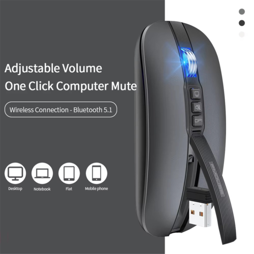 Wireless Bluetooth Mouse 2.4G Wireless Office Mouse Tablet PC Silver 2
