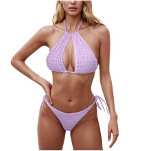 Sexy bikinisets dames getextureerde sexy uitgesneden-Lavendel XL