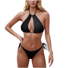 Sexy bikinisets dames getextureerde sexy uitgesneden-Zwarte M