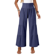 ElasticFlowy strand-palazzo-broek voor dames met-Marineblauw XXL