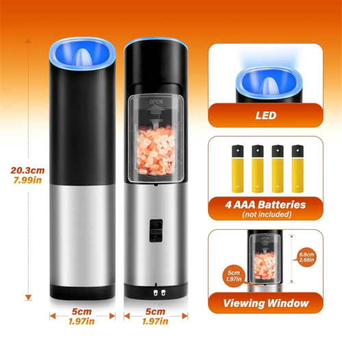 1 Set Automatic Spice Mill, Battery Operated, Adjustable Coarseness 2