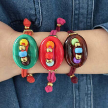 Bracelet perlé en forme de museau de cochon pour-Marron foncé