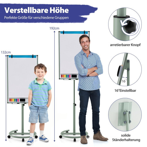 Justerbar magnetisk tavle med hjul og tilbehør 2