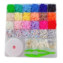 Jewelry making kit, polymer clay beads, DIY bracelets, necklace, earrings, gift for children, 4200
