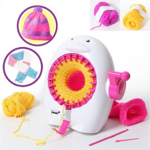 DIY Knitting Machine for Hats, Scarves, and More - Toy Gift Set with 2 Yarns, Needles, and Accessories for Children