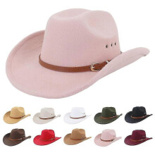 Etninen tyyli, leveälierinen helma, keinonahkavyö, koristeellinen jazzhattu, länsimainen cowboy-cowgirl-fedorahattu, fa