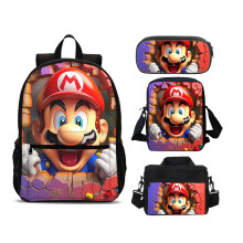 Super Mario driedelige tas, schoolrugzak, rugzak, tas, 3D-print, gamepersonages, reistas