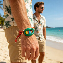 Elegant Pig Nose Beaded Bracelet With Adjustable Rope-Green