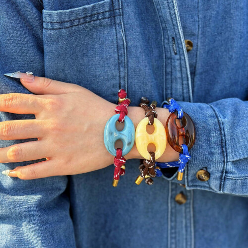 Unique Multicolor Knotted Wristband Adjustable-Dark Brown