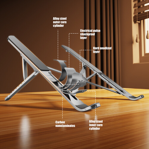 Ergonomic Laptop Risers Foldable Metal Stand With 7-Black