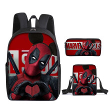 Deadpool Deadpool-tas, driedelige set, schoudertas voor studenten, 3D-print, gamepersonages, reistas