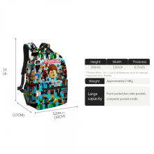 Dreiteiliges virtuelles Welt-Schülertaschen-Set, Schülerrucksack, 3D-Druck, Spielfiguren, Reisetasche