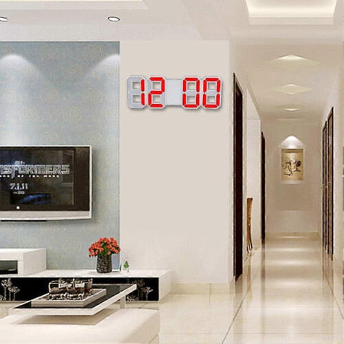 Ψηφιακό Ρολόι Τοίχου LED 3D, Ξυπνητήρι Γραφείου για Υπνοδωμάτιο, Διακ 2