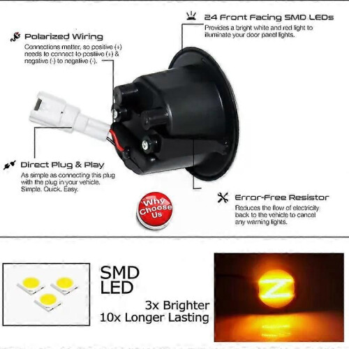 (Smoked Case Amber)Applies to 2XLed Dynamic Side Marker Light Turn Signal Sequential Blinker Indicator 1
