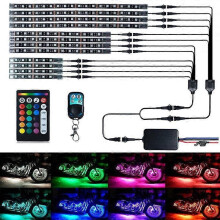 1 bis 12 RGB-Gas-Ambientebeleuchtung für Motorräder mit Rahmenbeleuchtung, Bremslichtern, Musik- und