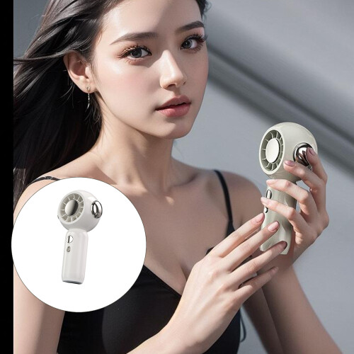 Outdoor Portable Handheld Quiet Fan Rechargeable Powerful-White 2