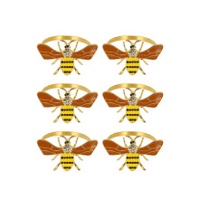 6ST Gul Bee Design Metall Servettring Handduk SpäNne Bee ServetthåLlare BröLlopsfest Semester Hotell Bordsdekoration