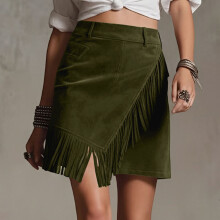Women's faux vintage , bohemian maxi skirt,-Army Green XXL