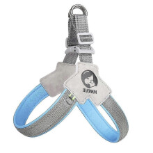 (Blau) DUOMM HT-515 Hundegeschirr, doppellagig, atmungsaktiv, reflektierend, Größe XL