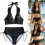 Separate Top Bottom Swimming Suit Two Piece Design for-Black L 4