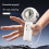 Outdoor Portable Handheld Quiet Fan Rechargeable Powerful-White 7