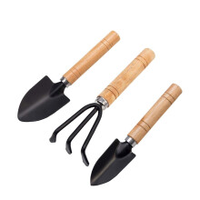 Set of 3 Garden Tool Hand Planting Tools Small Shovel Rake Spade Wood Handle Planting Tools