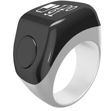 Ring Heart Rate Monitor, Blood Oxygen Level, Pedometer, Finger-Worn Multi-Function Counter with White