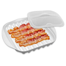 Microwave Bacon Tray with Lid, Plastic Bacon Cooker for Microwave Oven, Microwave Bacon Cooker with Cover, for Bacon