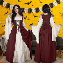 (M-Schwarz) Mittelalterliches Vintage-Piratenkostüm für Damen, ideal für Cosplay und Urlaub