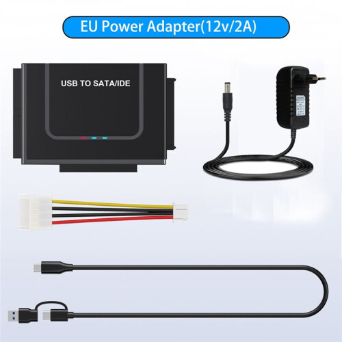 USB to /IDE Adapter  USB Hard Drive Cable Adapter for 2.5inch and 3.5inch  Solid State Disk EU Plug 1
