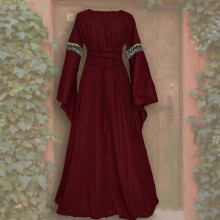 (S-Grün) Europäisches mittelalterliches Retro-Hofprinzessinnen-Cosplay-Kostüm, langes elegantes Hexenkleid,