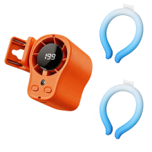 Tragbarer, wiederaufladbarer Mini-Ventilator mit Clip, 360-Drehung, stufenloser Windgeschwindigkeit und USB-C-Anschluss, orangefarben