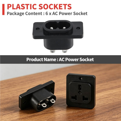 6 x AC 250V 2.5A IEC320 C7 Socket Solder Cup Pins Power Connector 2