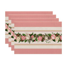 4PCS Xmas Trees Snow Christmas Placemats Winter Table Mats for Kitchen Dining Decoration I