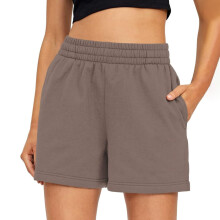 Short de sport avec poche Ă cordon pour femme, short de-Marron S
