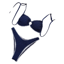 Maillot de bain deux pièces Bandeau pour femmes,-Bleu foncé L