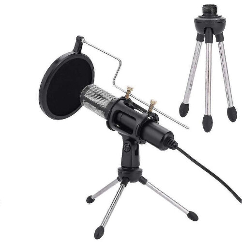 USB Plug Condenser Microphone with Tripod?Stand for Game Chat Studio Recording Computer 2