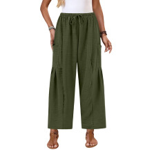 Pantalon large pour femme, décontracté, coupe ample,-Vert XXXL