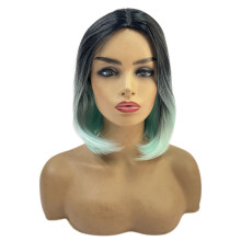 WIND FLYING Quick Wig Mint Green Wig Short Bob Straight Synthetic Wigs Ombre Wigs for Women Heat Resistant Wig