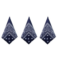 Set of 3 Navy Paisley Bandanas - Cashmere Cotton Scarf Sold By 3