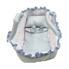 Berceau de poupée, panier de couchage pour poupées-Plaids bleus