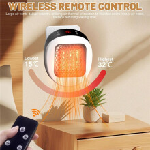 Calefactor de Enchufe con Mando A Distancia, Calefactor Cerámico con Termostato y Temporizador de 12 H, para Habitaciones de Hasta 10 M²/25 M³,