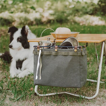Camping Table Side Storage Bag Multifunctional Folding Canvas Bag with Hook Outdoor Picnic Desk Cookware Large Capacity