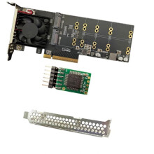 PCIe 3.0 X8 to M.2 NVMe SSD Expansion Card Quad 4-Bay with Cooling Fan PLX8747 Chip, Split-Free, with Compatible Module