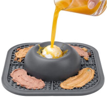 Slow Feeder Dog Bowls & Lick Mat for Liquid and Thick Treat, Anti-Slip Pet Lick Bowl with Interactive Rolling