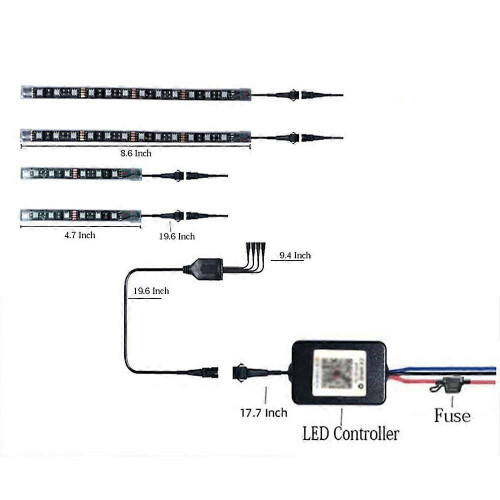 (2Rf Remote 1-4)1 Tow 4 Motorcycle Atmosphere Light App Mobile Controller Wireless Remote Control Rgb 1