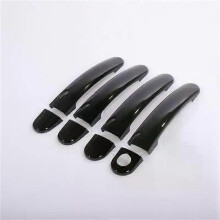 (black 1 keyhole)Compatible Glossy Black Chrome Car Door Handle Covers Stickers for Skoda Fabia Octavia