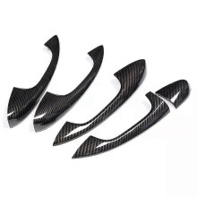 (Black)Compatible Chrome Carbon Fiber Door Handle Cover For Mercedes Benz C Class W205 GLC X253 E Class