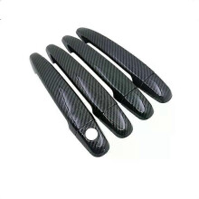 (Carbon no button)Compatible For Toyota Wish 2006 2007 2008 2009 Glossy Black Carbon Fiber Chrome Door