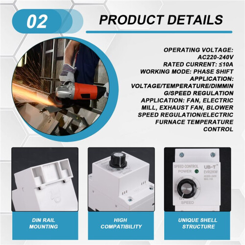 220V Angle Grinder Fan Speed Governor Ceiling Fan Stepless Electronic Voltage Regulator Speed Controller 2